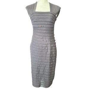 Adrianna Papell Charcoal/Brown Sleeveless Midi Dress